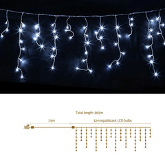 Jingle Jollys 32M Christmas Lights Solar Icicle String Lights 960 LED Cool White