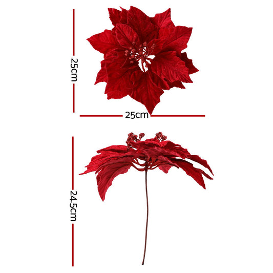 Jingle Jollys 14Pcs Christmas Tree Flowers Set Xmas Garland Wreath Ornaments Red