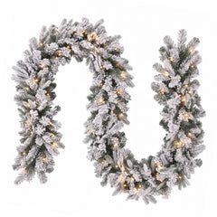 Jingle Jollys 1.8M Christmas Garland 8 Mode LED Snow Frosted Tips Auto Timing