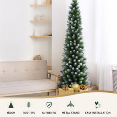 Jingle Jollys Christmas Tree 1.8m Xmas Tree Decorations Snowy 300 Tips