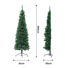 Jingle Jollys 2.4m Pre-Lit Christmas Tree Slim Pencil Xmas Tree Corner Tree