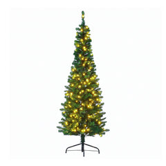 Jingle Jollys 2.4m Pre-Lit Christmas Tree Slim Pencil Xmas Tree Corner Tree