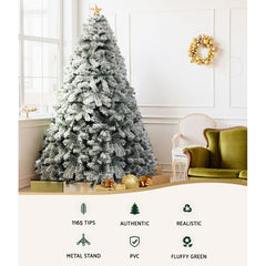 Jingle Jollys Christmas Tree 2.4m Snow Flocked Xmas Tree Decorations 1165 Tips