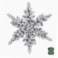 Jingle Jollys 60cm Flocked Snowflake Christmas Wreath Garland Pre-Lit 40 LED Light Decor