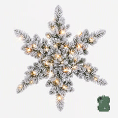 Jingle Jollys 60cm Flocked Snowflake Christmas Wreath Garland Pre-Lit 40 LED Light Decor