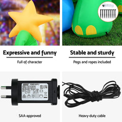 Jingle Jollys Christmas Inflatable Dinosaur 1.86M Height LED Decorations Illuminated