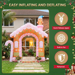 Jingle Jollys Christmas Inflatable Gingerbread Man Candy 3.2M Illuminated Decorations