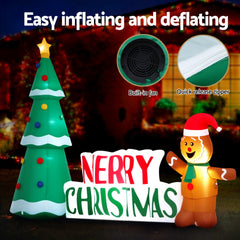 Jingle Jollys Christmas Inflatable Gingerbread Man Tree LED Illuminated Decorations