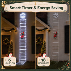 Jingle Jollys Christmas Ladder Lights Santa 3.4m 328LED Hanging Decor Cool White