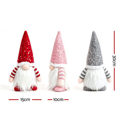 Jingle Jollys Christmas Gnomes Light Up Christmas Decorations Plush Goblin Set of 3 Warm White
