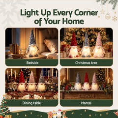 Jingle Jollys Christmas Gnomes Light Up Christmas Decorations Plush Goblin Set of 3 Warm White