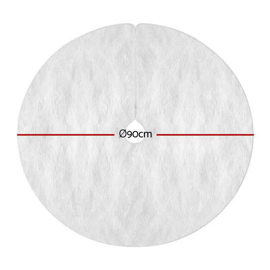 Jingle Jollys Christmas Tree Skirt 90cm Plush Xmas Fluffy Ornaments Decor White