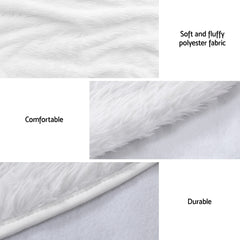 Jingle Jollys Christmas Tree Skirt 90cm Plush Xmas Fluffy Ornaments Decor White