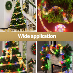 Jingle Jollys 20M Christmas Lights Fairy Ribbon Light 200 LED Xmas Decor Golden