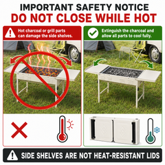 Portable Large Barbecue Charcoal Grill Stove Foldable Kebab Stainless Steel BBQ Grill With 2 Grill Nets 2 Enamel Baking Pans And Tong