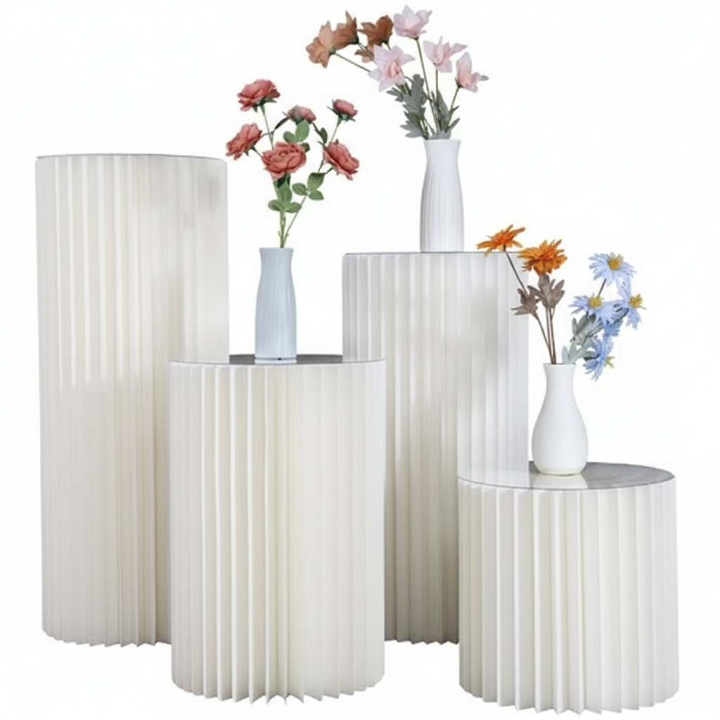 4 Hard Carboard Display Stand Round Plinth Cylinder Pedestal Wedding Flower