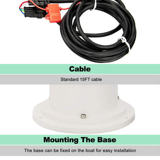 100W Halogen Marine Spotlight Remote-Controlled 2500 Lumens 360掳 Rotation IP67 Waterproof Durable Thermoplastic Build