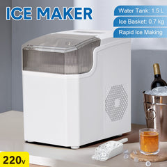 Automatic Ice Maker Portable Ice Cube Making Machine Self-Cleaning Function Includes Basket and Spoon for Home Office Camping 12Kg Ice Volume in 24 Hrs
