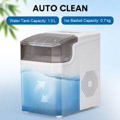 Automatic Ice Maker Portable Ice Cube Making Machine Self-Cleaning Function Includes Basket and Spoon for Home Office Camping 12Kg Ice Volume in 24 Hrs