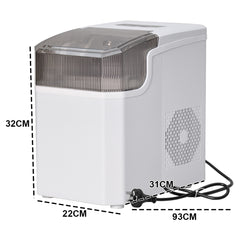 Automatic Ice Maker Portable Ice Cube Making Machine Self-Cleaning Function Includes Basket and Spoon for Home Office Camping 12Kg Ice Volume in 24 Hrs