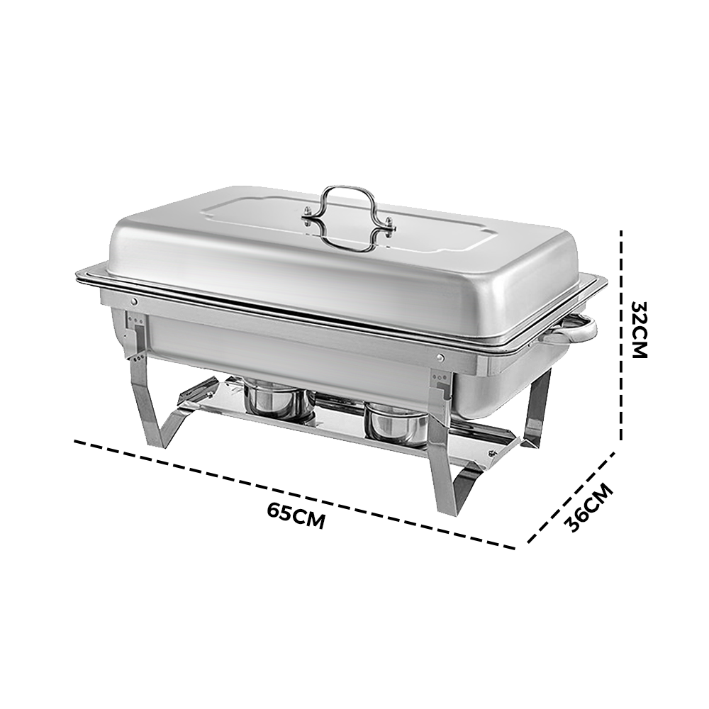 Alston 9Lx1 Food Buffet Warmer Pan Bain Marie Bow Chafing Dish Insulated Stainless Steel Stackable Tray Catering Food Server Set with Lid Party Banquet Dining