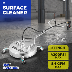 Alston 21'' High-Pressure Surface Cleaner Max 8.6GPM 4200PSI Stainless Steel Cleaner with 4 Wheels For Concrete Driveway Patio Floor Sidewalks Decks