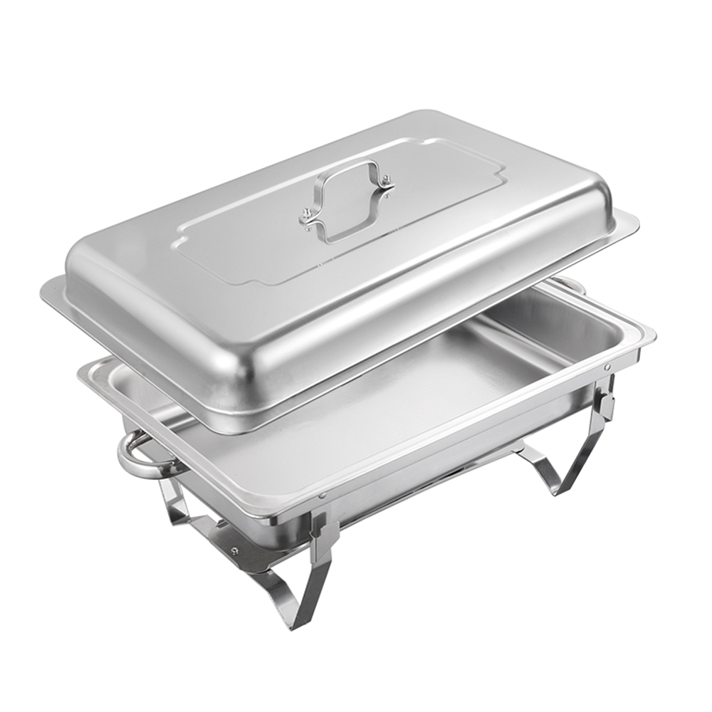Alston 9Lx1 Food Buffet Warmer Pan Bain Marie Bow Chafing Dish Insulated Stainless Steel Stackable Tray Catering Food Server Set with Lid Party Banquet Dining