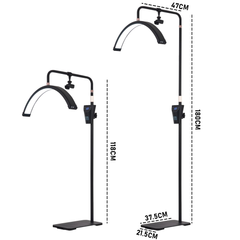 LED Moon Beauty Light Flicker-Free 3000K 6500K 2600LM Light Height Adjustable with Mobile Holder Long Life with Stand for Eyelash Extensions Salon