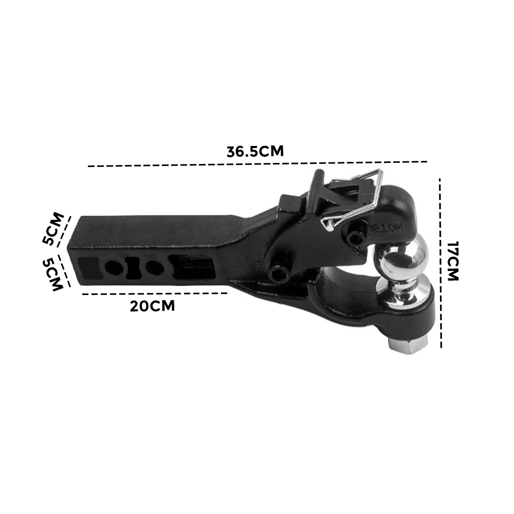 8 Ton Pintle Tow Hook Ball Combo With 2Inch Hitch Ball Towball Receiver Arm Fits 50x500mm Towbar Hitch Towing for 4WD Pickup Truck