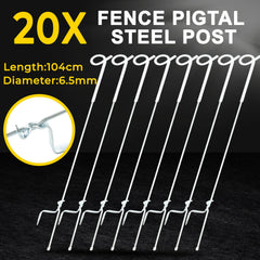 20PCS Tread in Pigtail Steel Posts Fence Pigtail Posts Electric Fence Anti-rust Pig Tail Strip Graze for Graze Farming Tape Fencing
