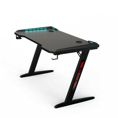 Alston 120cm Large Gaming Desk LED RGB Computer Desk Z Model Racer Carbon Fibre Surface Table Workstation Max Load 175KG with Cup Holder and Headphone Holder