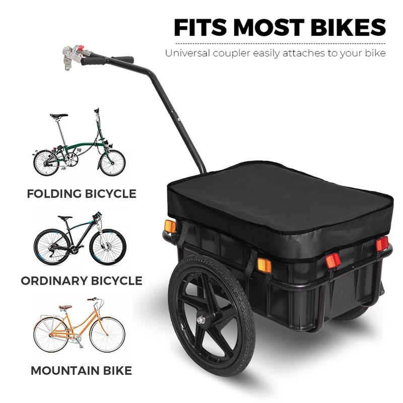 Bike Cargo Trailer with Removable Box 70L Waterproof Cover Bicycle Wag