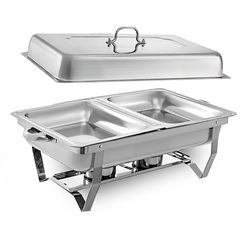 Alston 9L 4.5x2 Bain Marie Bow Food Buffet Warmer Pan Chafing Dish Stainless Steel Catering Warmer Set with Trays Lid Fuel Holder Party Banquet Dining