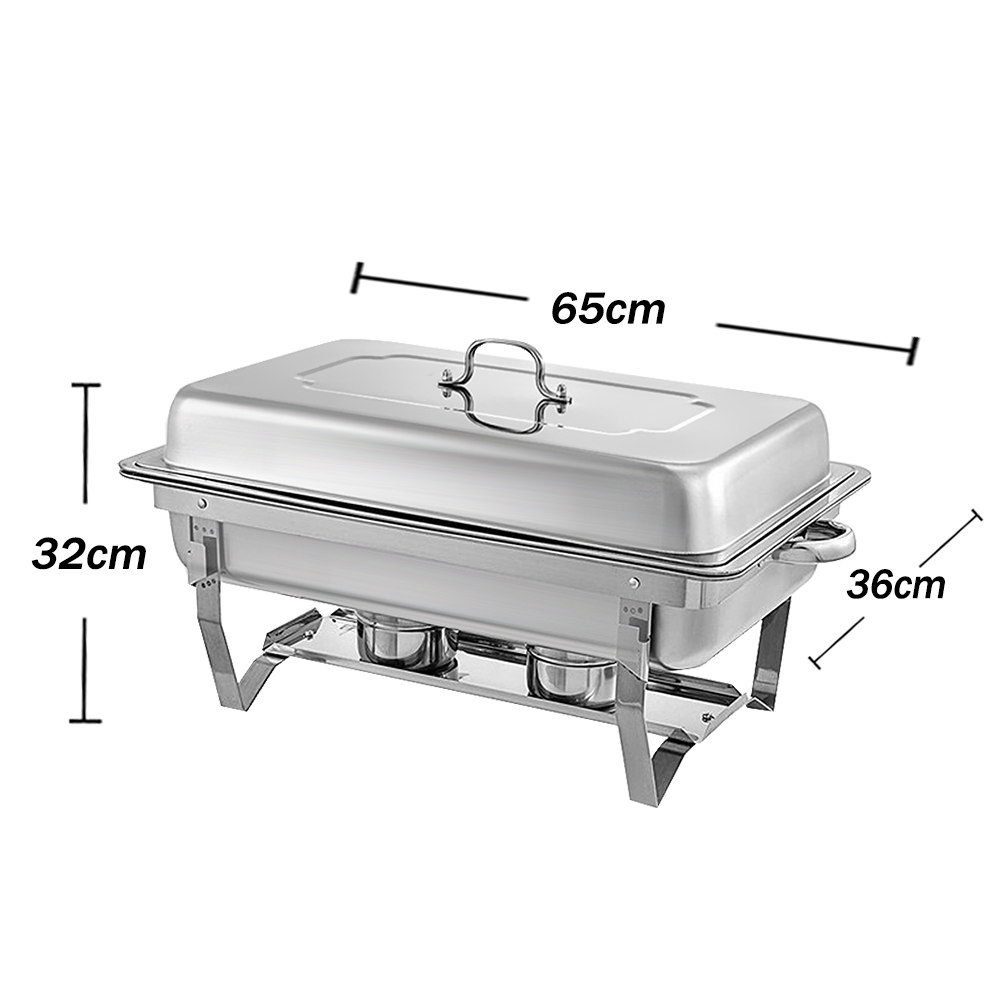 Alston 9L 4.5x2 Bain Marie Bow Food Buffet Warmer Pan Chafing Dish Stainless Steel Catering Warmer Set with Trays Lid Fuel Holder Party Banquet Dining