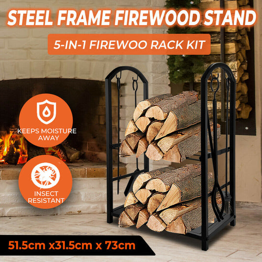 Firewood Rack Fireplace Tool Rack Indoor Wood Holders Fireplace Outdoor Log Holder Rack Lumber Storage Stacking Black Stove Wrought Iron