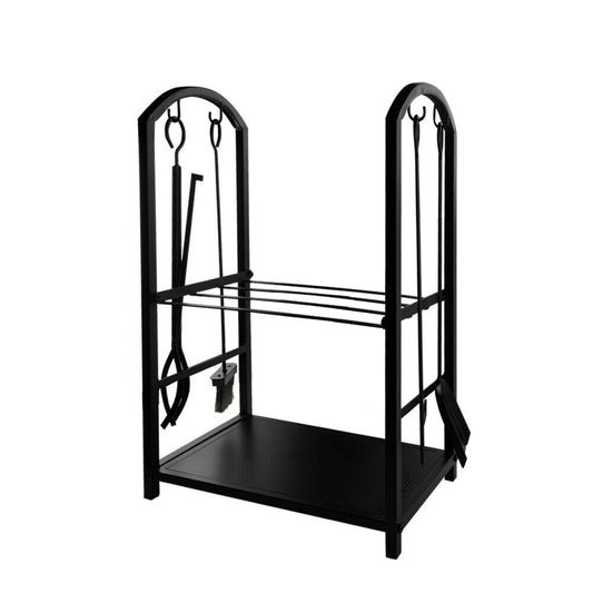 Firewood Rack Fireplace Tool Rack Indoor Wood Holders Fireplace Outdoor Log Holder Rack Lumber Storage Stacking Black Stove Wrought Iron