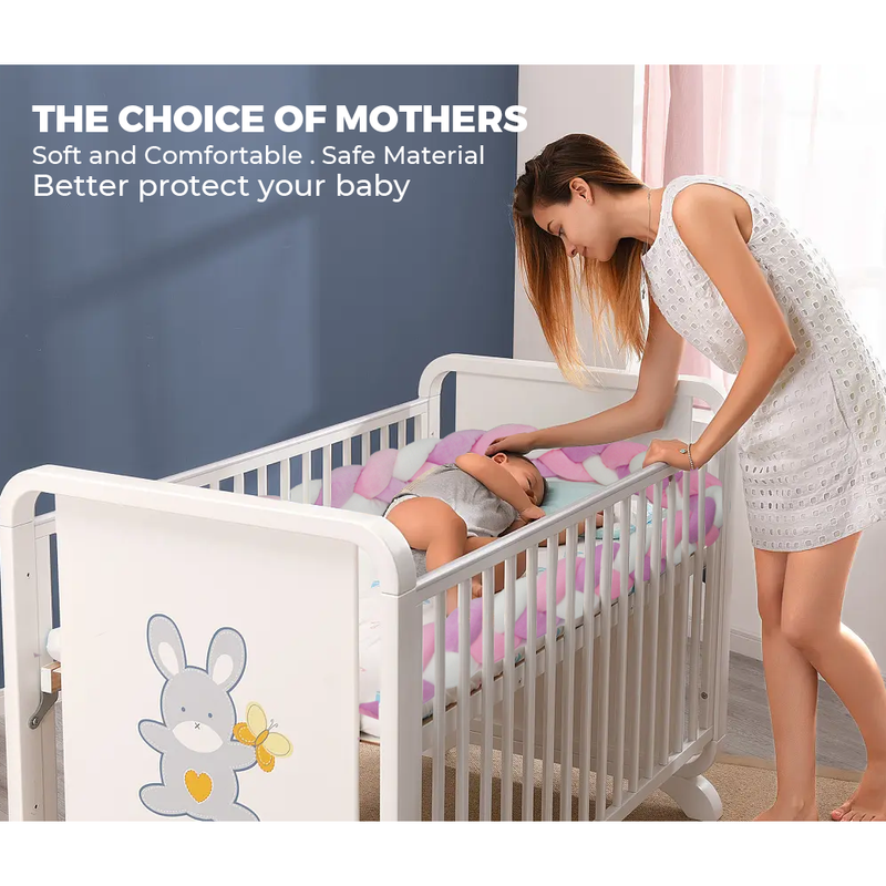 Baby Braid Bumper Kid Cot Bedding Padded Pillow Crib Nursery Protector
