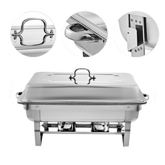 Alston 9L 4.5x2 Bain Marie Bow Food Buffet Warmer Pan Chafing Dish Stainless Steel Catering Warmer Set with Trays Lid Fuel Holder Party Banquet Dining
