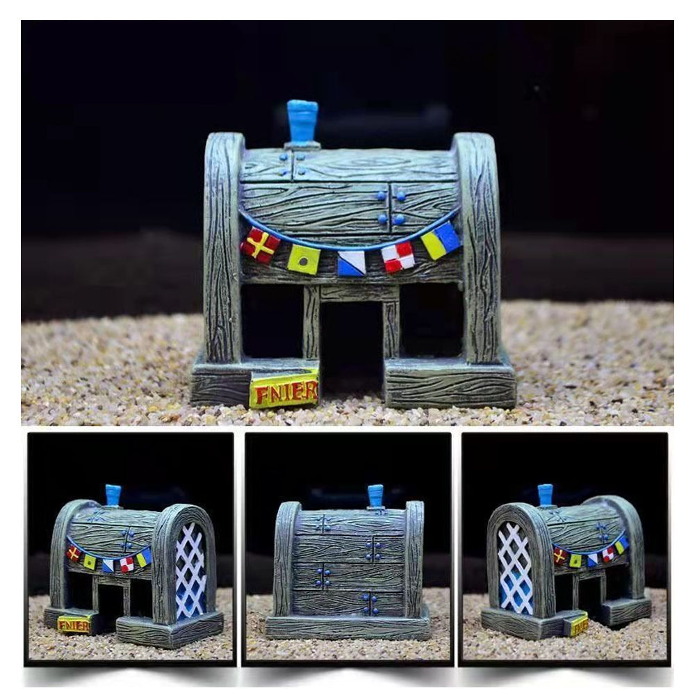 11 PCS Fish Tank Ornaments PVC Aquarium Decorations Fish Bowls SpongeBob Square Pants For Saltwater and Freshwater Tank