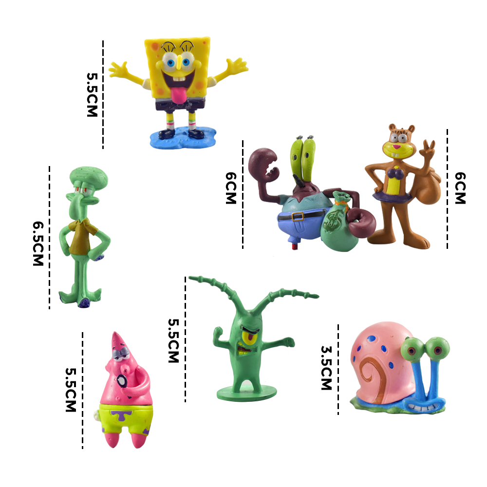 11 PCS Fish Tank Ornaments PVC Aquarium Decorations Fish Bowls SpongeBob Square Pants For Saltwater and Freshwater Tank