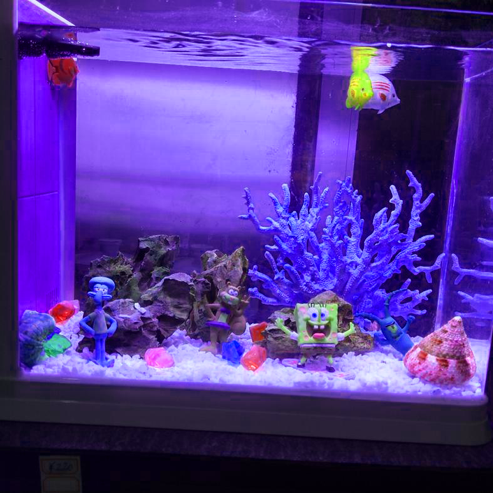 11 PCS Fish Tank Ornaments PVC Aquarium Decorations Fish Bowls SpongeBob Square Pants For Saltwater and Freshwater Tank