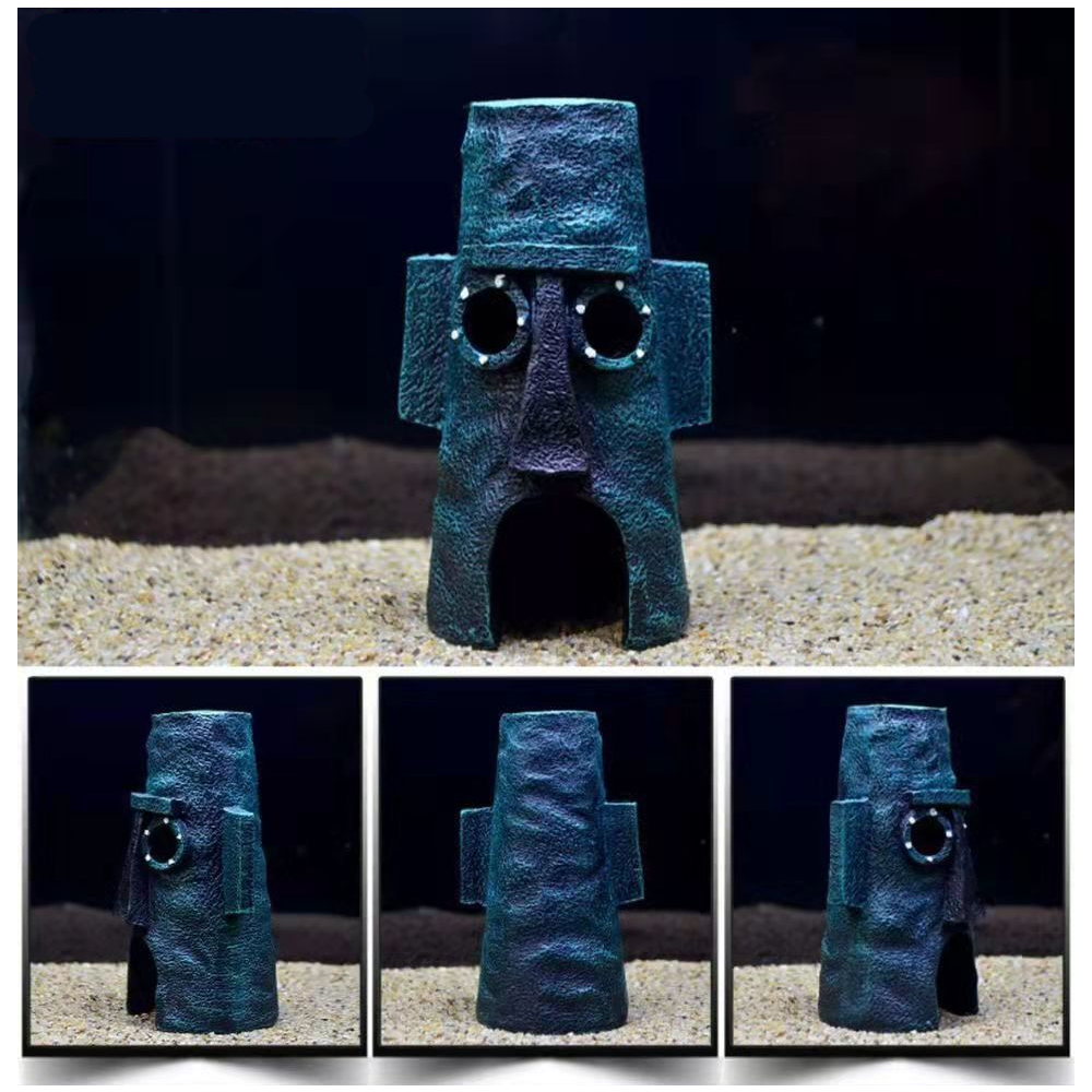 11 PCS Fish Tank Ornaments PVC Aquarium Decorations Fish Bowls SpongeBob Square Pants For Saltwater and Freshwater Tank