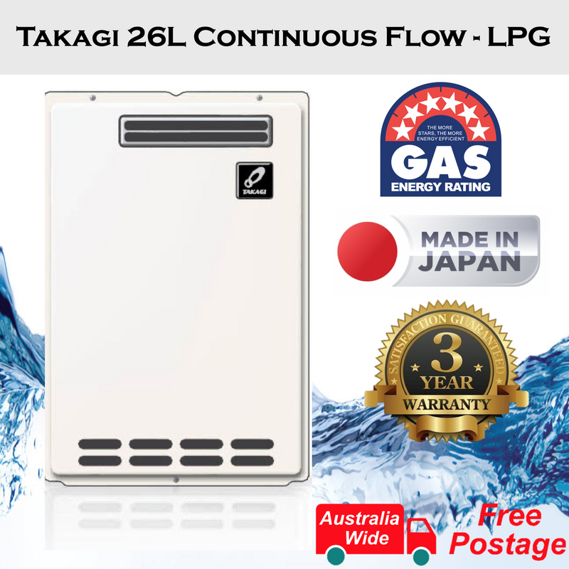 Takagi 26L Continuous Flow LPG Hot Water Heater Gas, Replace Rinnai Rheem DUX
