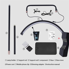 LED Moon Beauty Light Flicker-Free 3000K 6500K 2600LM Light Height Adjustable with Mobile Holder Long Life with Stand for Eyelash Extensions Salon