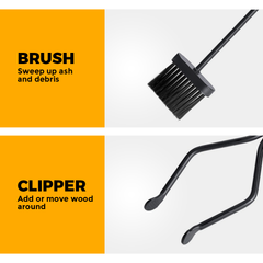 Fireplace Tool Set Fire Pit Stand Black Cast Iron Tongs 5 PCS  Caddy Poker Shovel Brush Clipper Holder Tools Kit 81cm for Indoor and Outdoor Classic