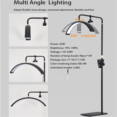LED Moon Beauty Light Flicker-Free 3000K 6500K 2600LM Light Height Adjustable with Mobile Holder Long Life with Stand for Eyelash Extensions Salon