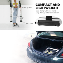 Portable 2.6M Telescopic Ladder with Safety Hooks Aluminium Folding Ladder Multi-Purpose Compact Design Safety Lock 150kg Capacity Includes Carry Bag